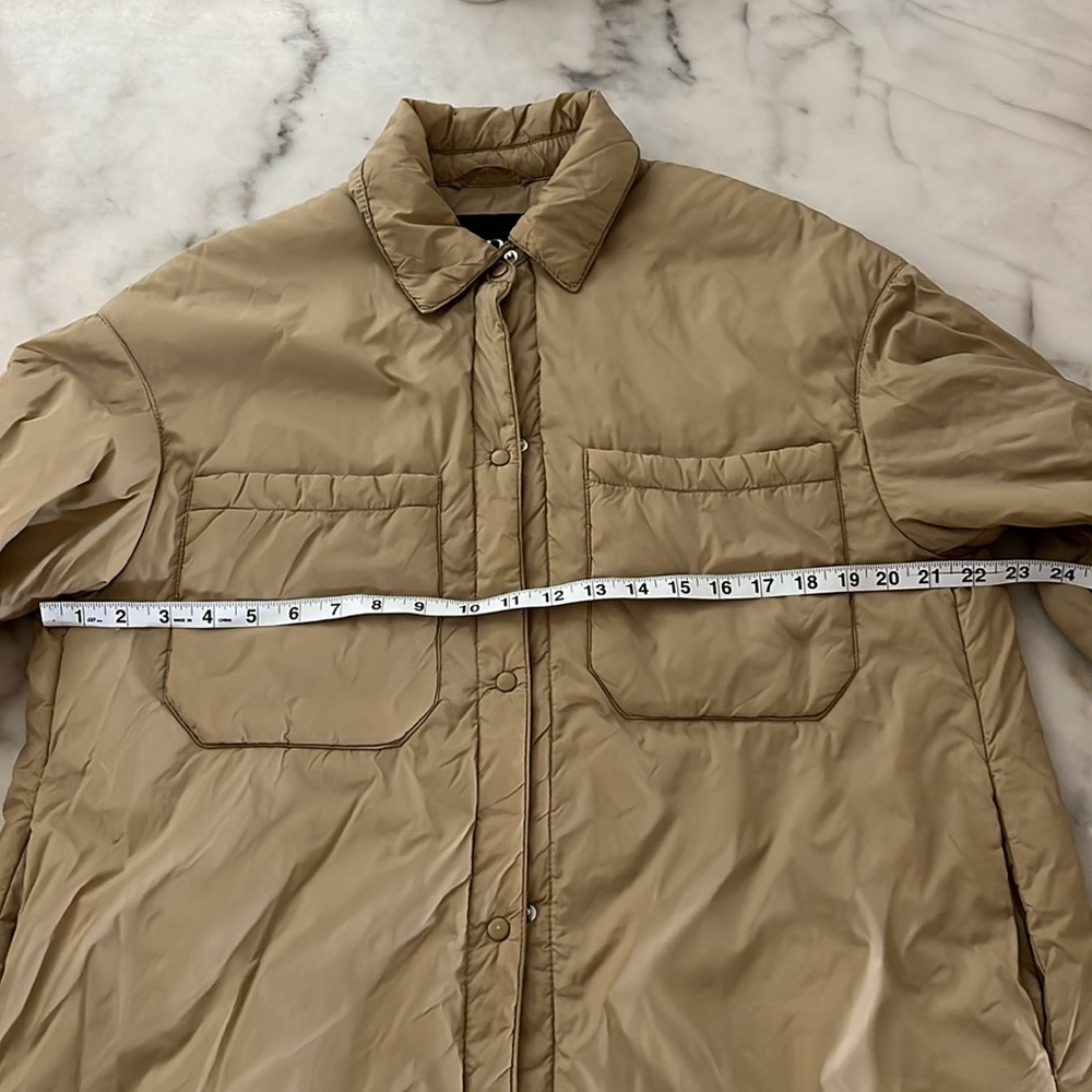 Zara quilted water repellent oversized jacket Overshirt Beige Sz XS 4341/739 - Picture 10 of 16